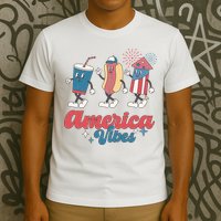 4th Of July America Vibes Hotdog Fireworks Food Retro T-Shirt