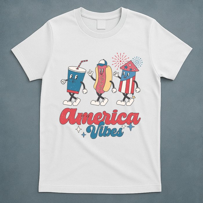 4th Of July America Vibes Hotdog Fireworks Food Retro T-Shirt
