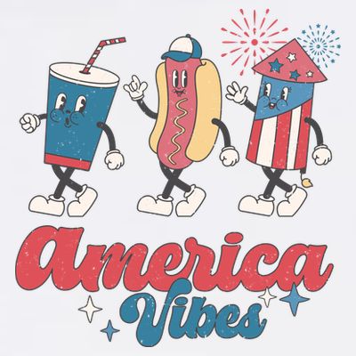 4th Of July America Vibes Hotdog Fireworks Food Retro T-Shirt