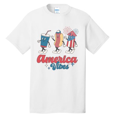 4th Of July America Vibes Hotdog Fireworks Food Retro Tall T-Shirt