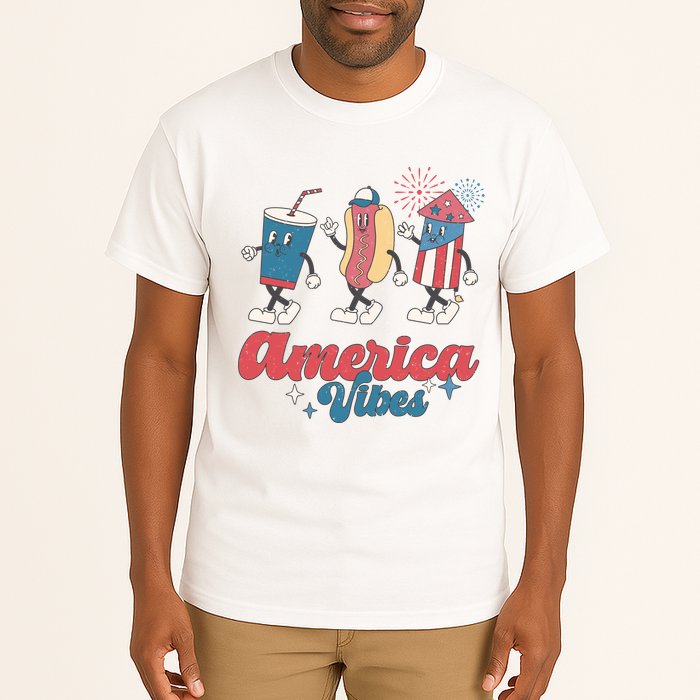 4th Of July America Vibes Hotdog Fireworks Food Retro Tall T-Shirt
