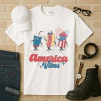 4th Of July America Vibes Hotdog Fireworks Food Retro Tall T-Shirt