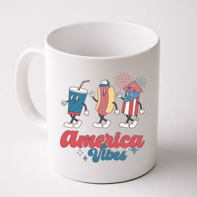 4th Of July America Vibes Hotdog Fireworks Food Retro Mug