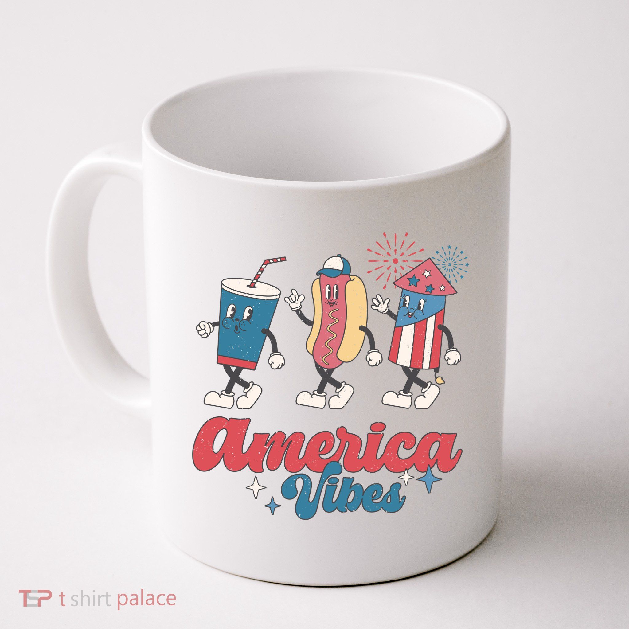 4th Of July America Vibes Hotdog Fireworks Food Retro Mug