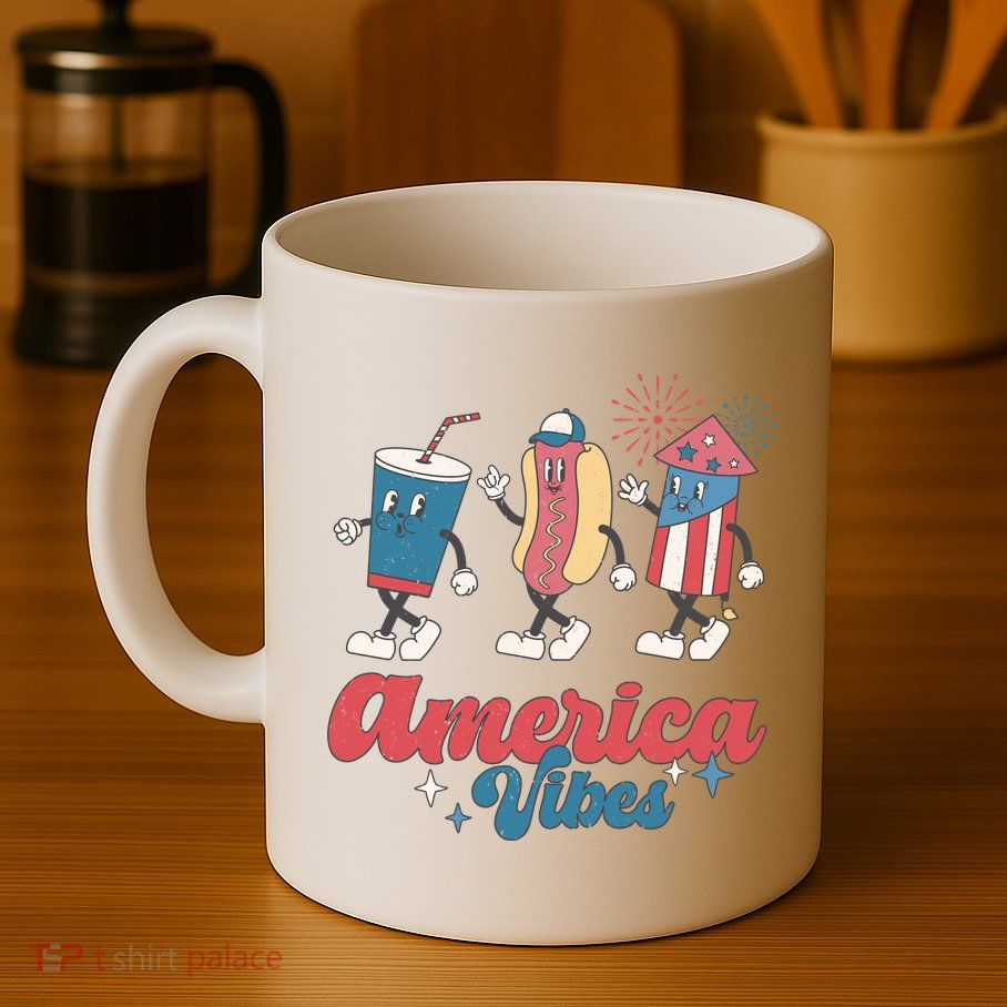 4th Of July America Vibes Hotdog Fireworks Food Retro Mug