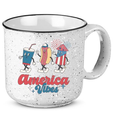 4th Of July America Vibes Hotdog Fireworks Food Retro 15oz Campfire Ceramic Mug