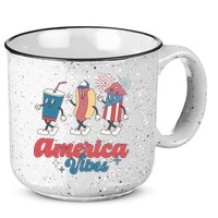 4th Of July America Vibes Hotdog Fireworks Food Retro 15oz Campfire Ceramic Mug