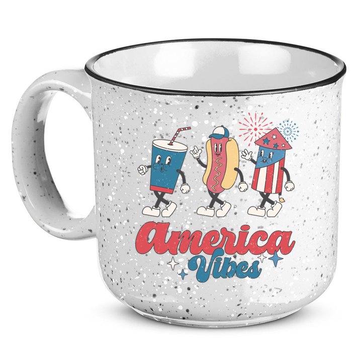 4th Of July America Vibes Hotdog Fireworks Food Retro 15oz Campfire Ceramic Mug