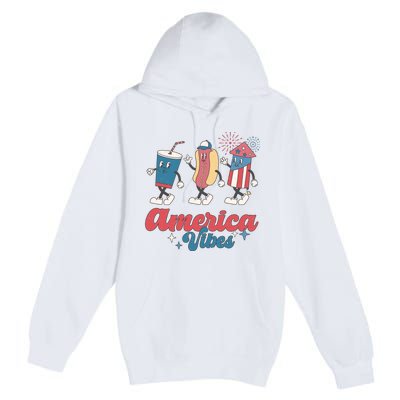 4th Of July America Vibes Hotdog Fireworks Food Retro Premium Pullover Hoodie