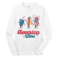 4th Of July America Vibes Hotdog Fireworks Food Retro Tall Long Sleeve T-Shirt
