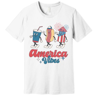 4th Of July America Vibes Hotdog Fireworks Food Retro Premium T-Shirt