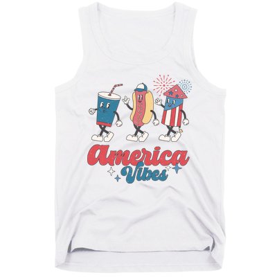 4th Of July America Vibes Hotdog Fireworks Food Retro Tank Top