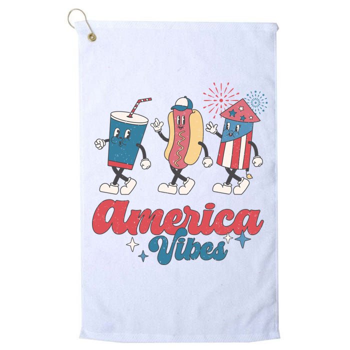 4th Of July America Vibes Hotdog Fireworks Food Retro Golf Towel