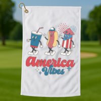 4th Of July America Vibes Hotdog Fireworks Food Retro Golf Towel