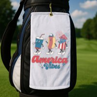4th Of July America Vibes Hotdog Fireworks Food Retro Golf Towel