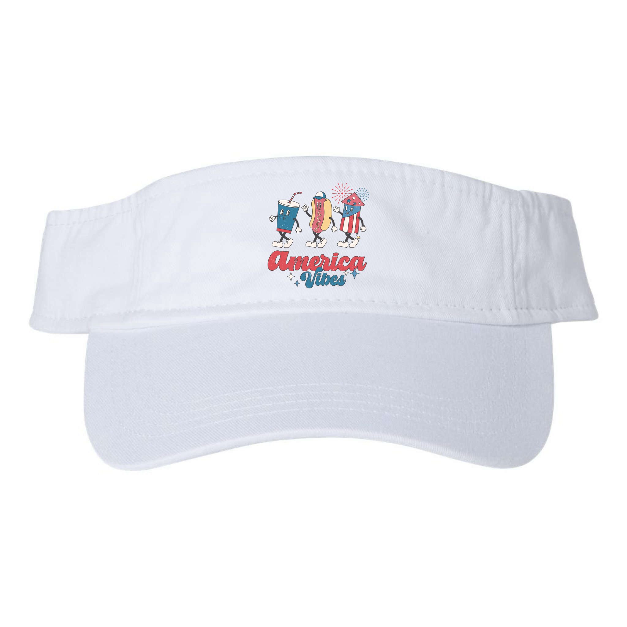 4th Of July America Vibes Hotdog Fireworks Food Retro Visor