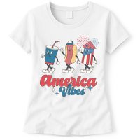 4th Of July America Vibes Hotdog Fireworks Food Retro Womens T-Shirt