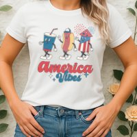 4th Of July America Vibes Hotdog Fireworks Food Retro Womens T-Shirt