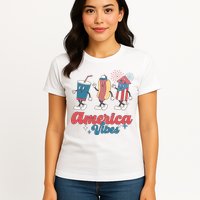 4th Of July America Vibes Hotdog Fireworks Food Retro Womens T-Shirt