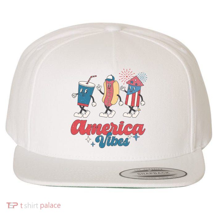 4th Of July America Vibes Hotdog Fireworks Food Retro Wool Snapback Cap