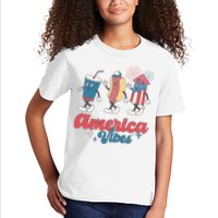 4th Of July America Vibes Hotdog Fireworks Food Retro Kids T-Shirt