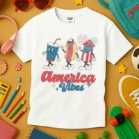 4th Of July America Vibes Hotdog Fireworks Food Retro Kids T-Shirt