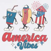4th Of July America Vibes Hotdog Fireworks Food Retro Kids T-Shirt
