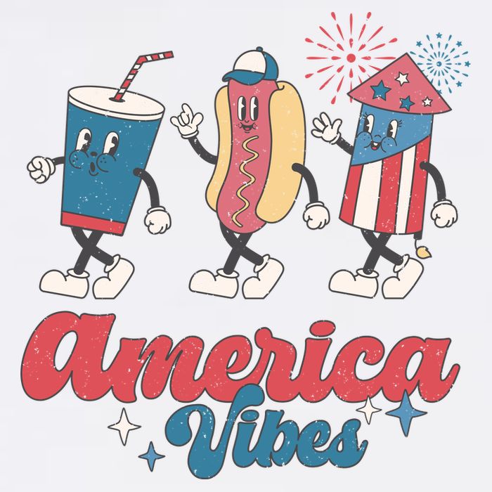 4th Of July America Vibes Hotdog Fireworks Food Retro Kids T-Shirt