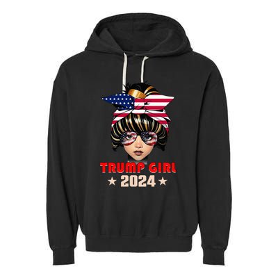 4th Of July Trump 45 47 Trump Girl 2024 Garment-Dyed Fleece Hoodie