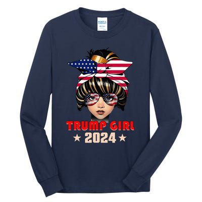 4th Of July Trump 45 47 Trump Girl 2024 Tall Long Sleeve T-Shirt