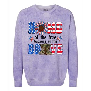 4th Of July Usa Flag Home Of The Free Because Of The Brave Gift Colorblast Crewneck Sweatshirt