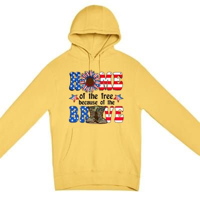 4th Of July Usa Flag Home Of The Free Because Of The Brave Gift Premium Pullover Hoodie