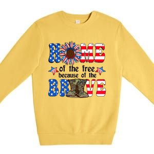 4th Of July Usa Flag Home Of The Free Because Of The Brave Gift Premium Crewneck Sweatshirt