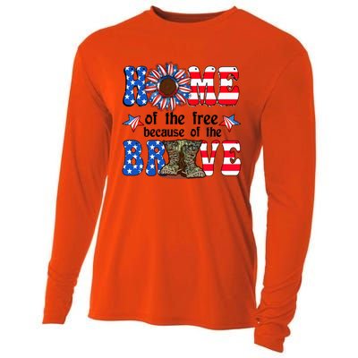 4th Of July Usa Flag Home Of The Free Because Of The Brave Gift Cooling Performance Long Sleeve Crew