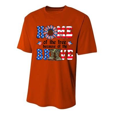 4th Of July Usa Flag Home Of The Free Because Of The Brave Gift Performance Sprint T-Shirt