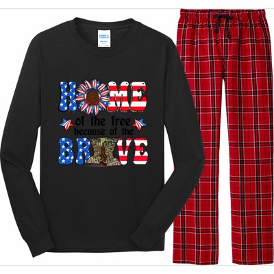 4th Of July Usa Flag Home Of The Free Because Of The Brave Gift Long Sleeve Pajama Set