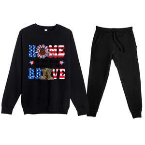 4th Of July Usa Flag Home Of The Free Because Of The Brave Gift Premium Crewneck Sweatsuit Set