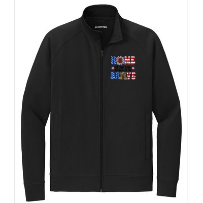 4th Of July Usa Flag Home Of The Free Because Of The Brave Gift Stretch Full-Zip Cadet Jacket