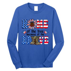 4th Of July Usa Flag Home Of The Free Because Of The Brave Gift Long Sleeve Shirt