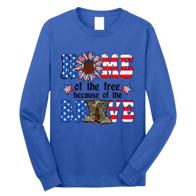 4th Of July Usa Flag Home Of The Free Because Of The Brave Gift Long Sleeve Shirt