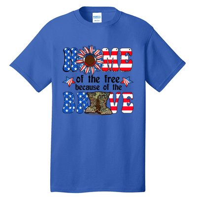 4th Of July Usa Flag Home Of The Free Because Of The Brave Gift Tall T-Shirt