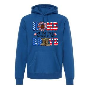 4th Of July Usa Flag Home Of The Free Because Of The Brave Gift Premium Hoodie