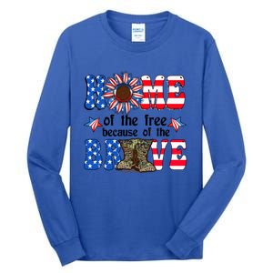 4th Of July Usa Flag Home Of The Free Because Of The Brave Gift Tall Long Sleeve T-Shirt