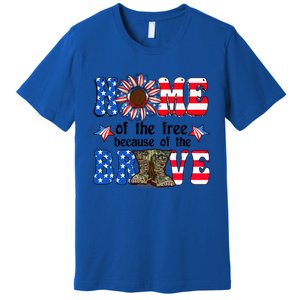 4th Of July Usa Flag Home Of The Free Because Of The Brave Gift Premium T-Shirt