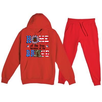 4th Of July Usa Flag Home Of The Free Because Of The Brave Gift Premium Hooded Sweatsuit Set