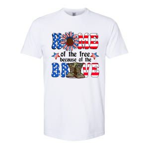 4th Of July Usa Flag Home Of The Free Because Of The Brave Gift Softstyle CVC T-Shirt