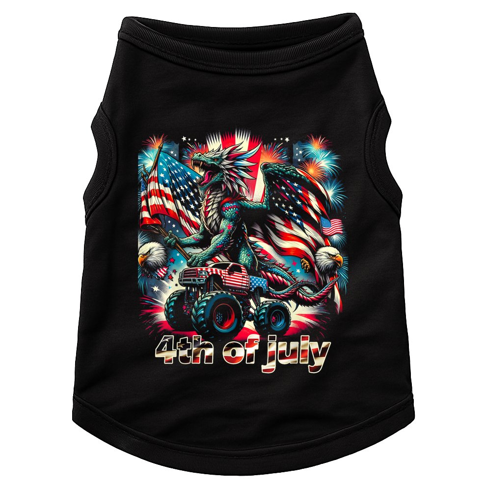 4th Of July Dragon Monster Truck Bald Eagle American Flag Doggie Tank