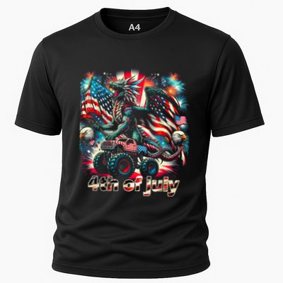 4th Of July Dragon Monster Truck Bald Eagle American Flag Performance Shirt