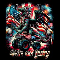 4th Of July Dragon Monster Truck Bald Eagle American Flag 16 in Basic Backpack