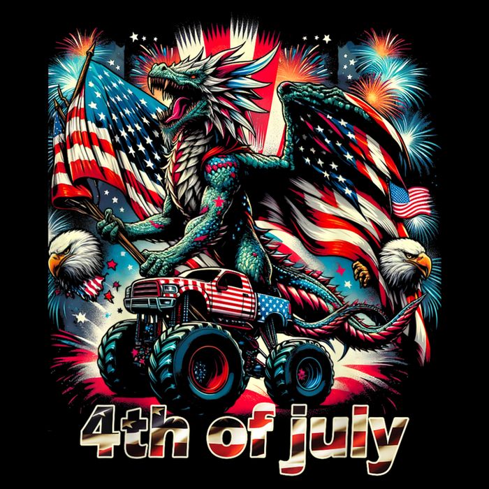 4th Of July Dragon Monster Truck Bald Eagle American Flag 16 in Basic Backpack